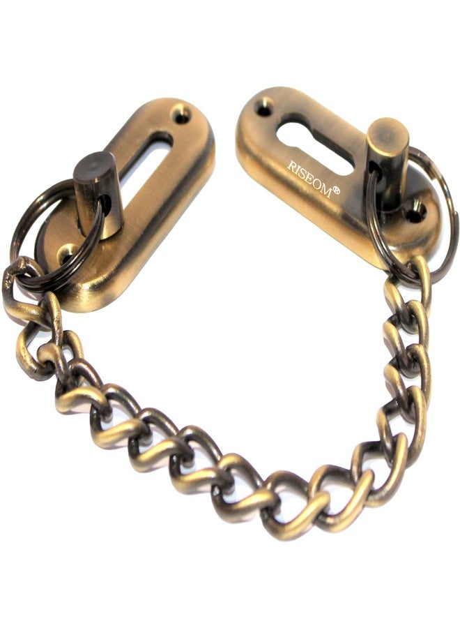 RiseOm Lite Door Chain Lock of Brass/Door Security Chain Guard/Latch Lock for Inside Door (Pack of 3, Antique - Lite Chain) - Image 3